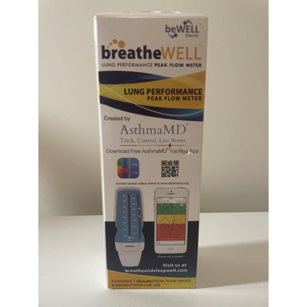 Quest AsthmaMD BreatheWell Lung Performance Peak Flow Meter Device New